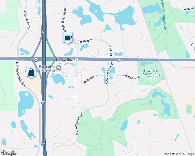 map of restaurants, bars, coffee shops, grocery stores, and more near 1850 Amberley Court in Lake Forest