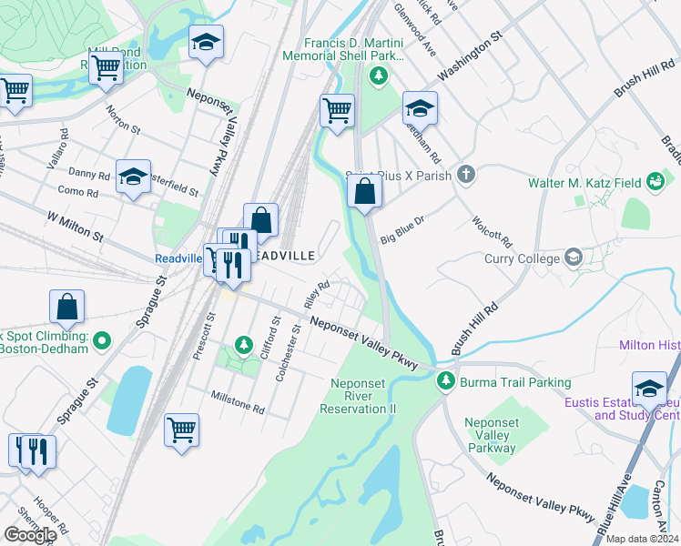 map of restaurants, bars, coffee shops, grocery stores, and more near 60 Sierra Road in Boston