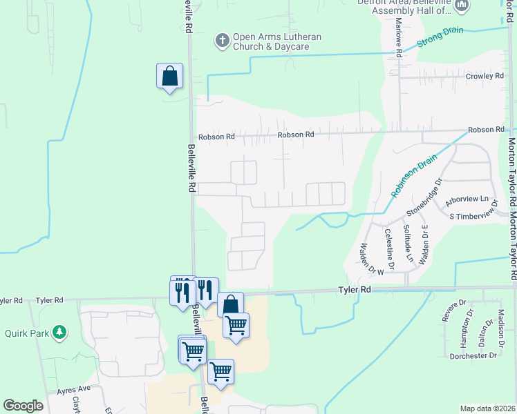 map of restaurants, bars, coffee shops, grocery stores, and more near 135 Ponderosa Trail South in Belleville