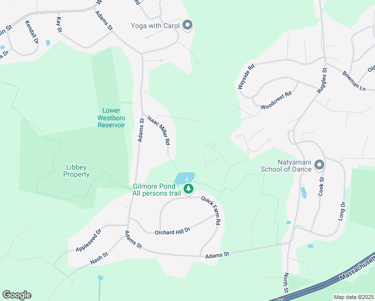 map of restaurants, bars, coffee shops, grocery stores, and more near 14 Isaac Miller Road in Westborough