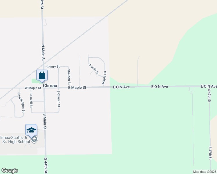 map of restaurants, bars, coffee shops, grocery stores, and more near 395 East Maple Street in Climax