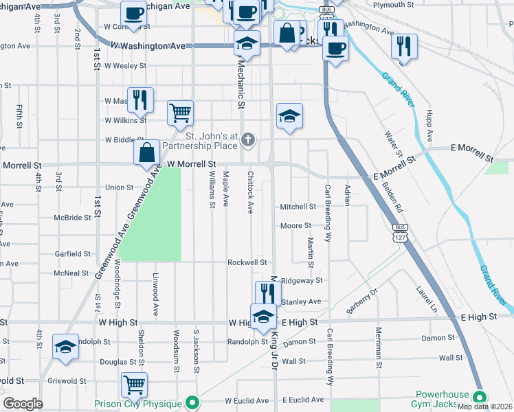 map of restaurants, bars, coffee shops, grocery stores, and more near 937 Chittock Avenue in Jackson