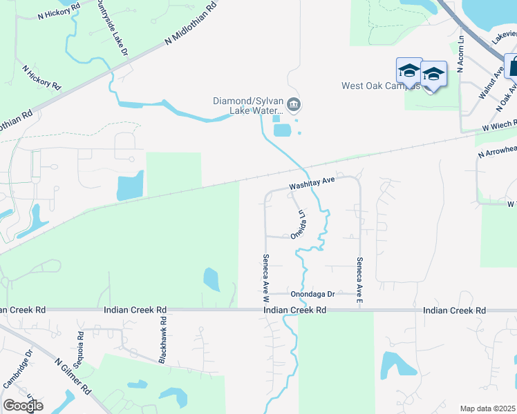 map of restaurants, bars, coffee shops, grocery stores, and more near 53 Seneca Avenue West in Hawthorn Woods
