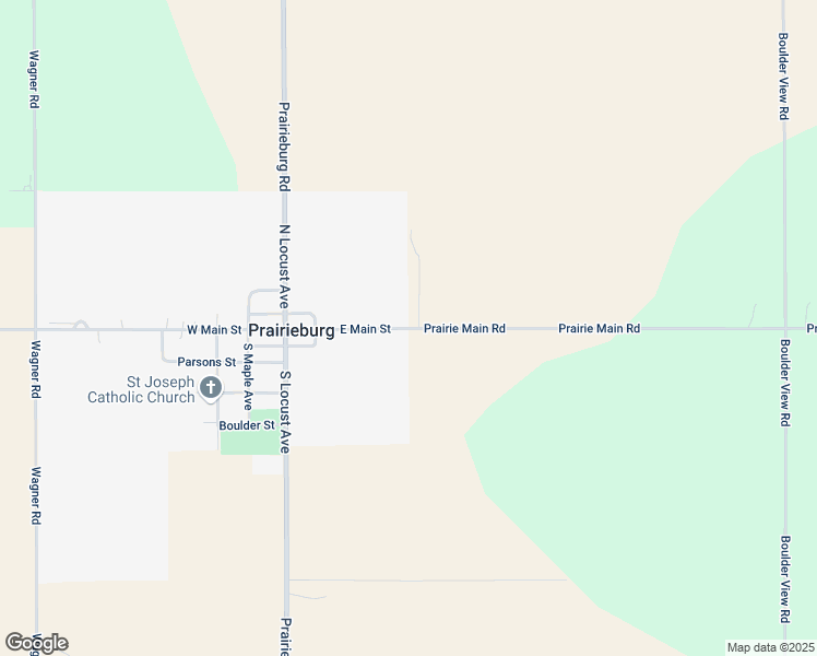 map of restaurants, bars, coffee shops, grocery stores, and more near 111 Prairie Main Road in Prairieburg