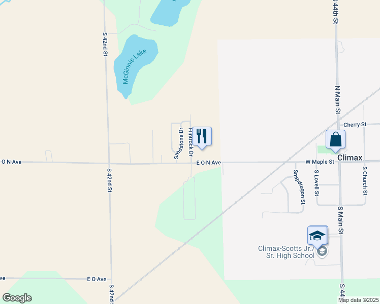 map of restaurants, bars, coffee shops, grocery stores, and more near 5423 Flintrock Drive in Climax