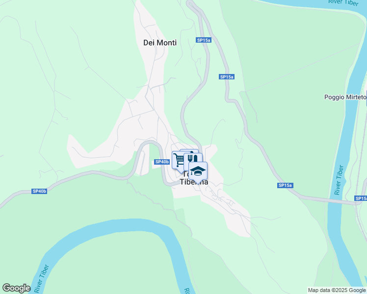 map of restaurants, bars, coffee shops, grocery stores, and more near 18 Via Enrico Berlinguer in Torrita Tiberina
