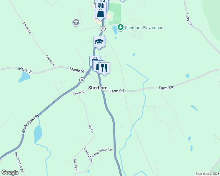 map of restaurants, bars, coffee shops, grocery stores, and more near in Sherborn