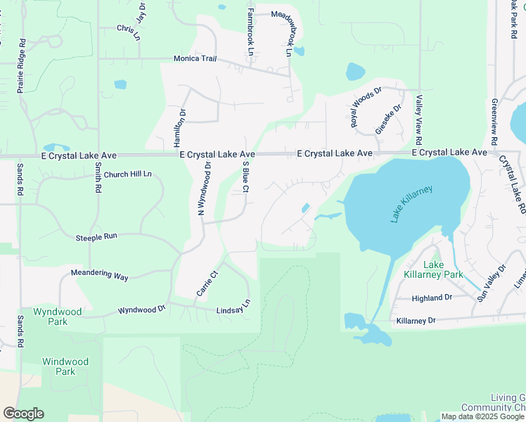 map of restaurants, bars, coffee shops, grocery stores, and more near 6218 South Blue Court in Crystal Lake
