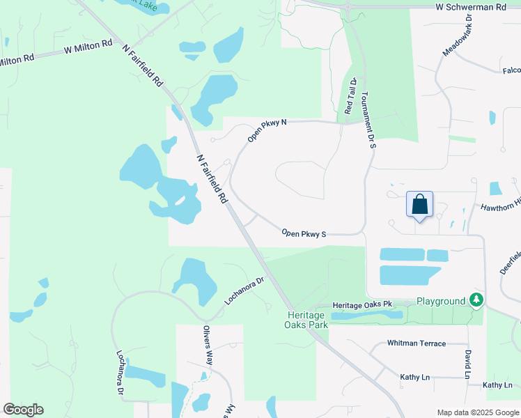 map of restaurants, bars, coffee shops, grocery stores, and more near 69 Open Parkway South in Hawthorn Woods