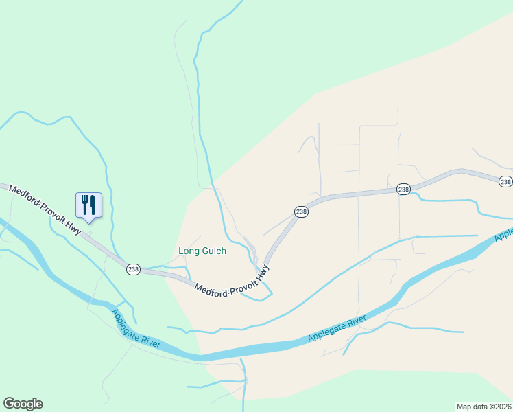 map of restaurants, bars, coffee shops, grocery stores, and more near 10638 Oregon 238 in Jacksonville