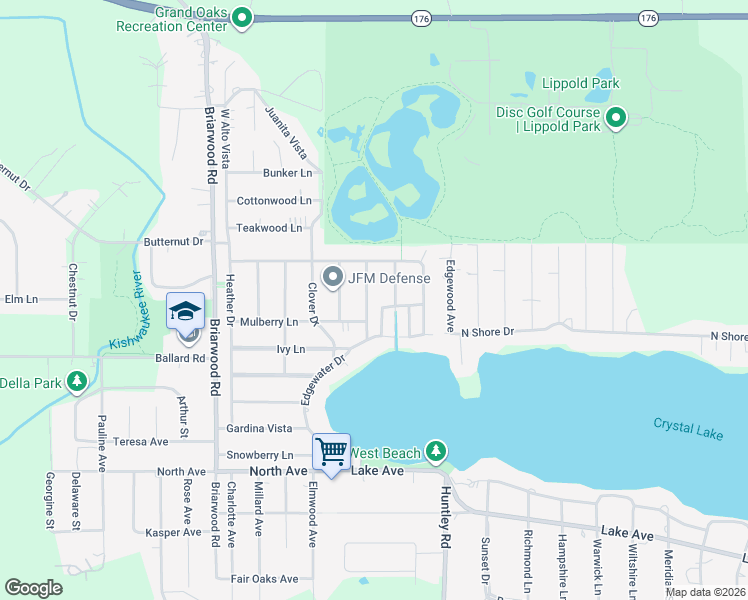 map of restaurants, bars, coffee shops, grocery stores, and more near 1246 Pinewood Drive in Crystal Lake