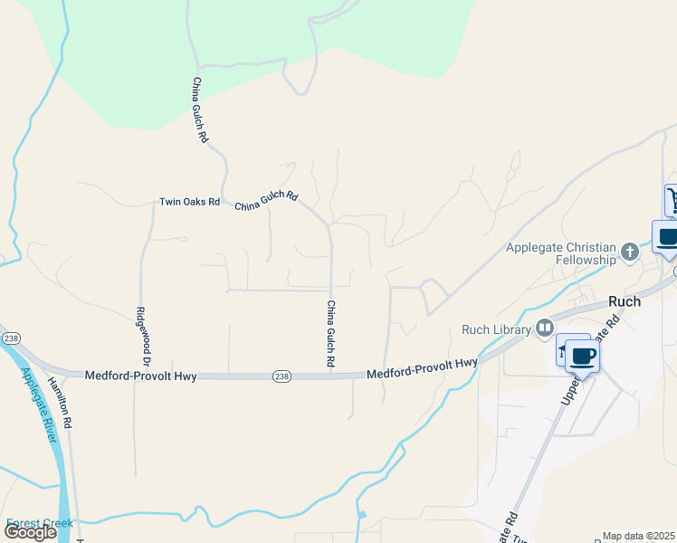 map of restaurants, bars, coffee shops, grocery stores, and more near 217-245 China Gulch Road in Jacksonville