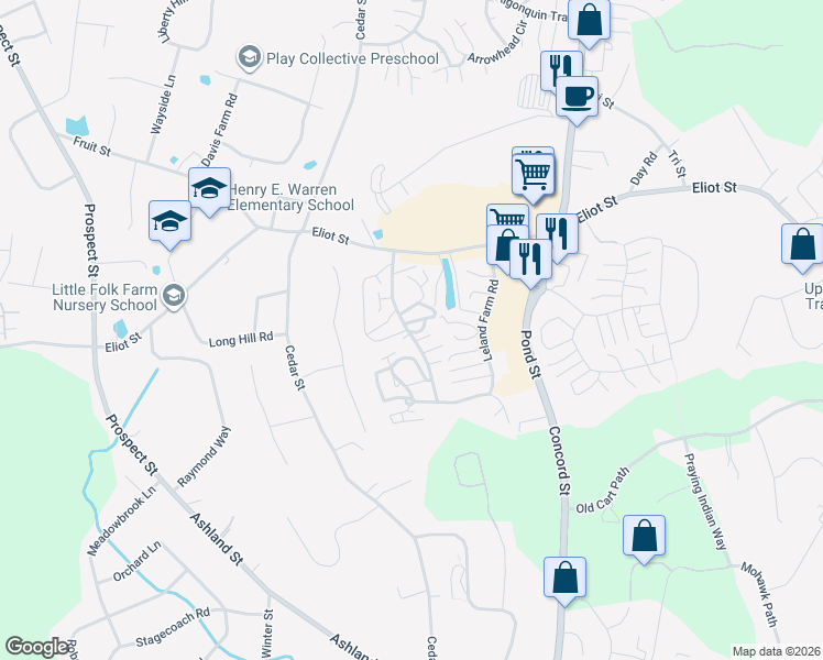 map of restaurants, bars, coffee shops, grocery stores, and more near 99 Mountain Gate Road in Ashland