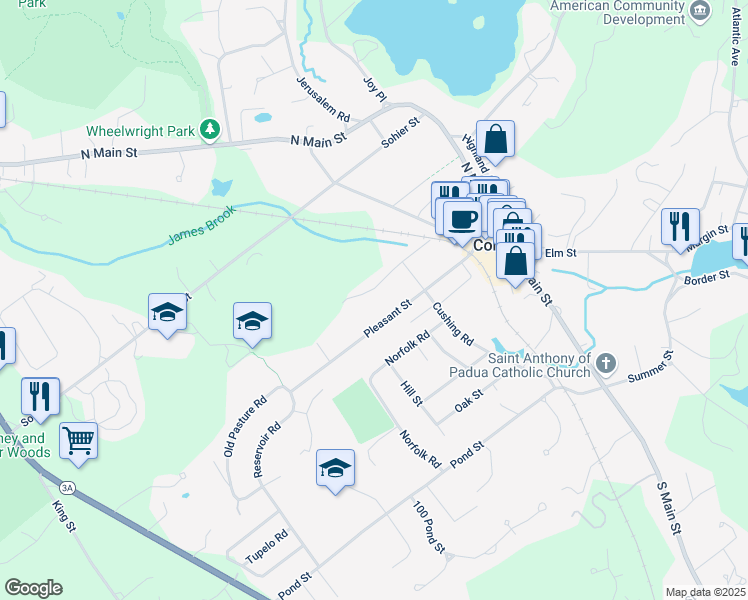 map of restaurants, bars, coffee shops, grocery stores, and more near 65 Pleasant Street in Cohasset
