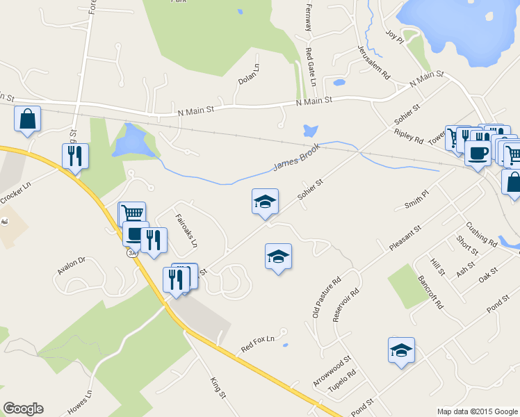 map of restaurants, bars, coffee shops, grocery stores, and more near 193 Sohier Street in Cohasset