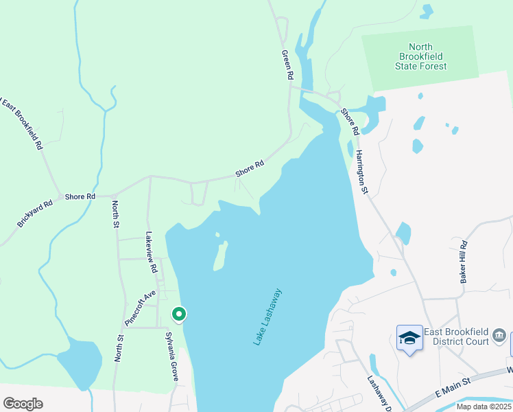 map of restaurants, bars, coffee shops, grocery stores, and more near 7 Point Road in North Brookfield