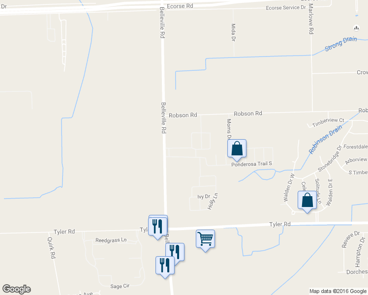 map of restaurants, bars, coffee shops, grocery stores, and more near 76 Ponderosa Trail North in Belleville