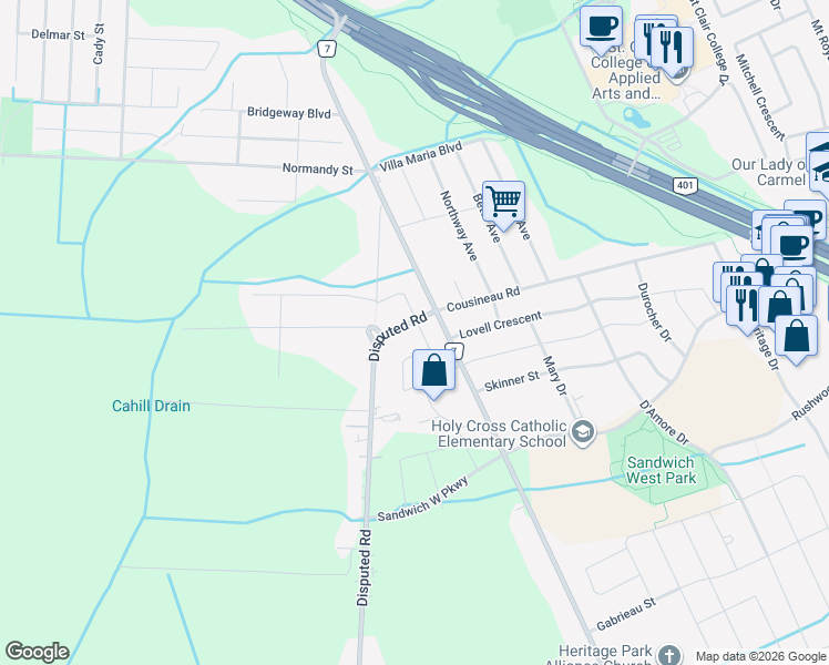 map of restaurants, bars, coffee shops, grocery stores, and more near 6180 Disputed Road in LaSalle