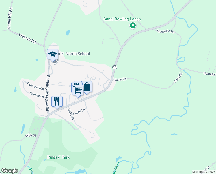 map of restaurants, bars, coffee shops, grocery stores, and more near College Highway in Southampton