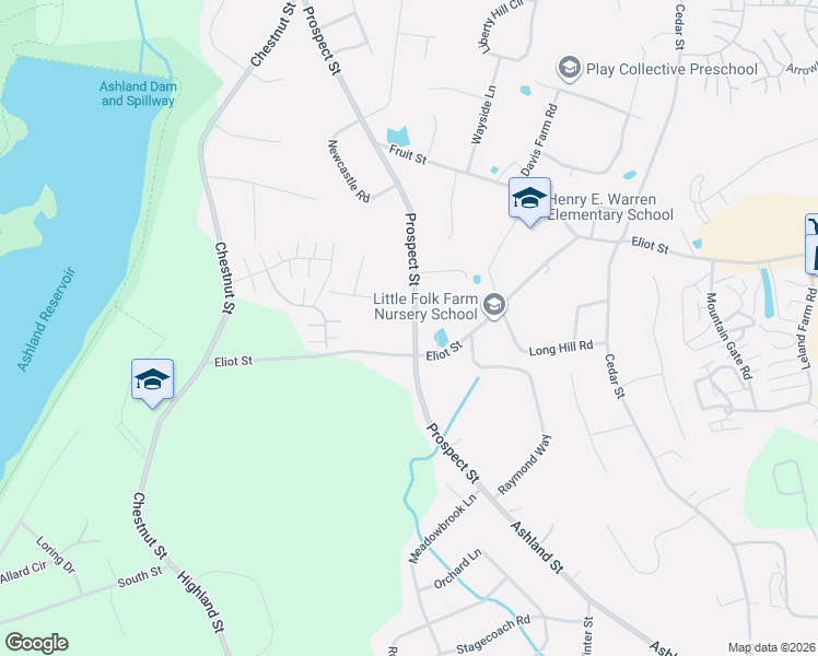 map of restaurants, bars, coffee shops, grocery stores, and more near 143 Prospect Street in Ashland