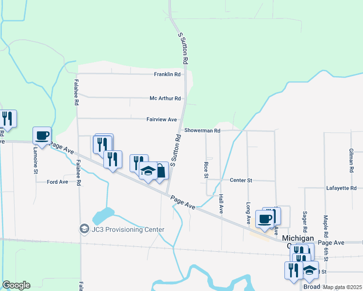 map of restaurants, bars, coffee shops, grocery stores, and more near 801 South Sutton Road in Jackson