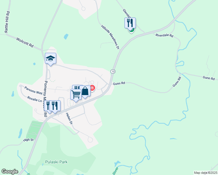 map of restaurants, bars, coffee shops, grocery stores, and more near College Highway in Southampton