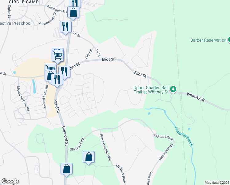 map of restaurants, bars, coffee shops, grocery stores, and more near 27 Nancy Drive in Ashland