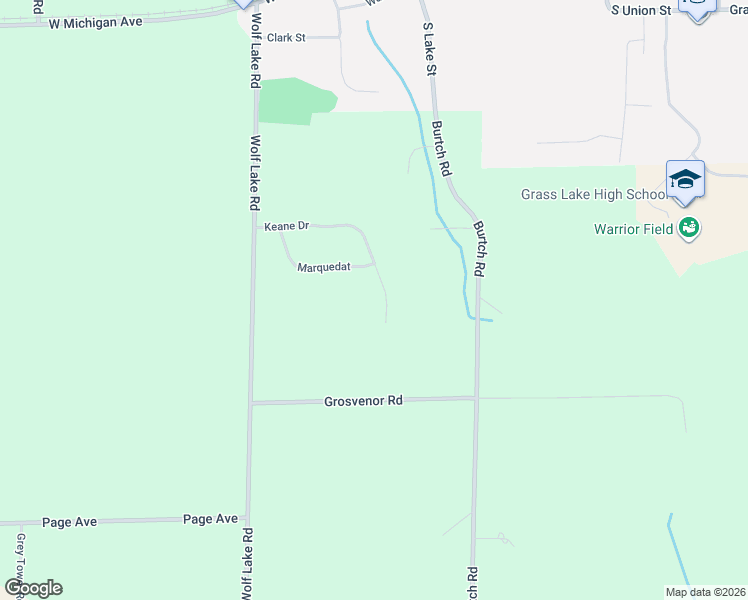 map of restaurants, bars, coffee shops, grocery stores, and more near 10704 Marquedat in Grass Lake