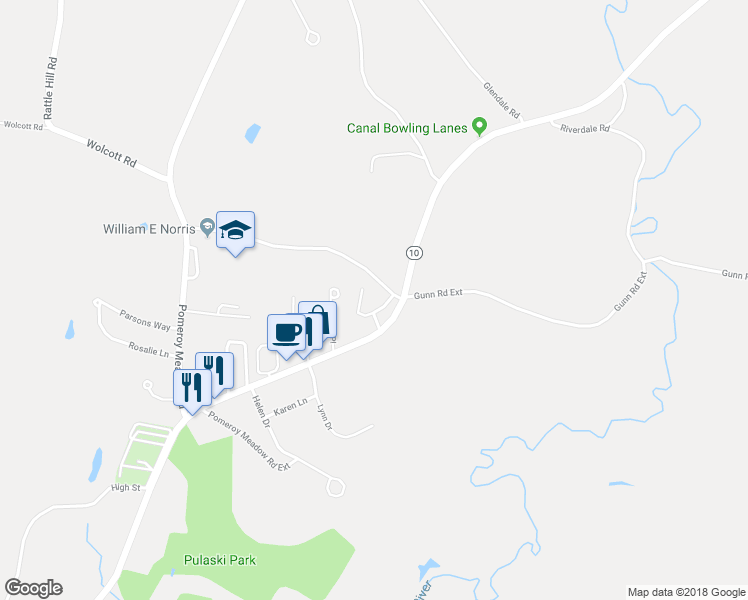 map of restaurants, bars, coffee shops, grocery stores, and more near 114 College Highway in Southampton