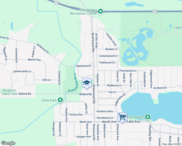 map of restaurants, bars, coffee shops, grocery stores, and more near 1460 Briarwood Circle in Crystal Lake