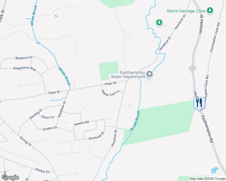 map of restaurants, bars, coffee shops, grocery stores, and more near 8 Apple Tree Lane in Easthampton