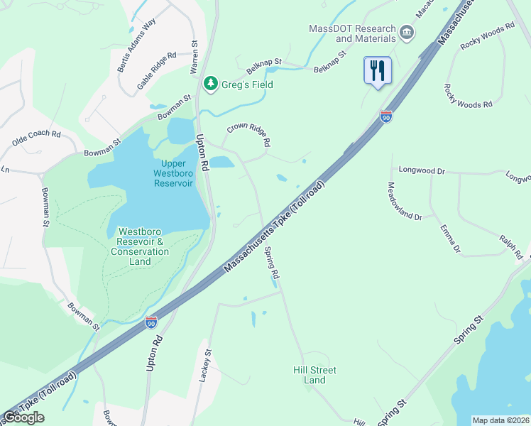map of restaurants, bars, coffee shops, grocery stores, and more near 1 Lee Ann Circle in Westborough