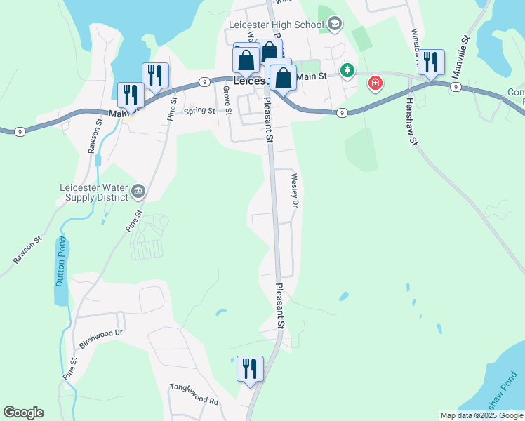 map of restaurants, bars, coffee shops, grocery stores, and more near 6 Holcomb Street in Leicester