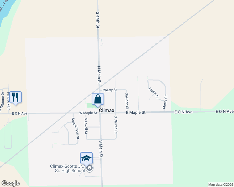 map of restaurants, bars, coffee shops, grocery stores, and more near 144 North Church Street in Climax