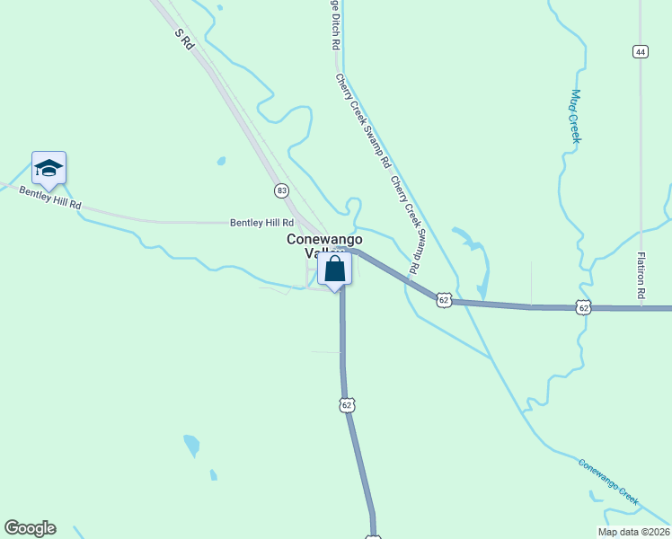 map of restaurants, bars, coffee shops, grocery stores, and more near 5523 U.S. 62 in Conewango Valley