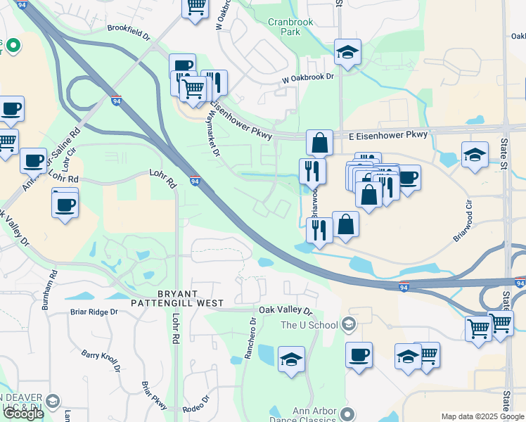 map of restaurants, bars, coffee shops, grocery stores, and more near 3000 Signature Boulevard in Ann Arbor
