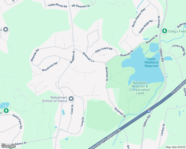 map of restaurants, bars, coffee shops, grocery stores, and more near 15 Garfield Drive in Westborough