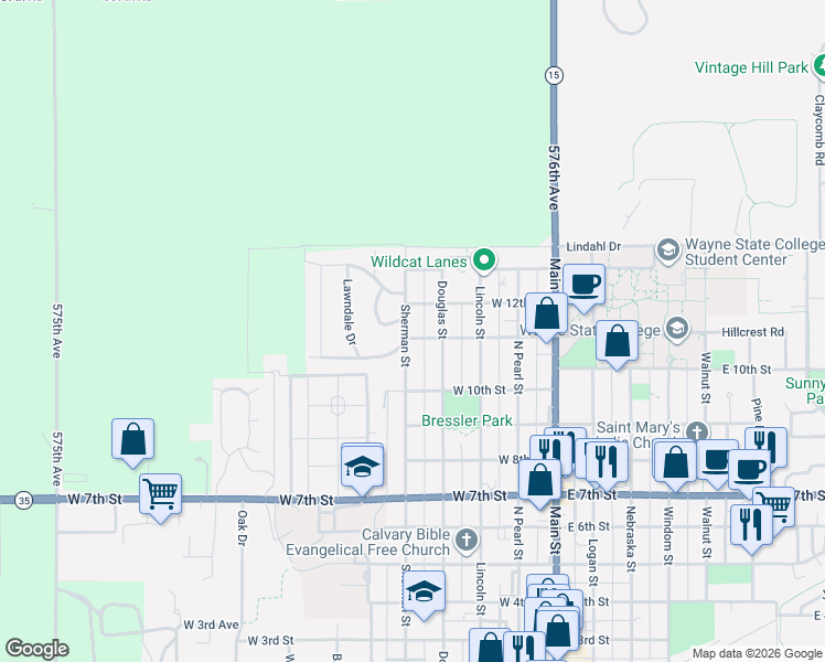 map of restaurants, bars, coffee shops, grocery stores, and more near 450 West 11th Street in Wayne