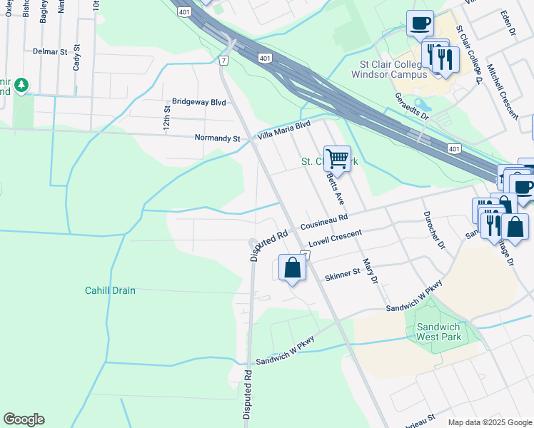 map of restaurants, bars, coffee shops, grocery stores, and more near 6207 Silver Maple Street in LaSalle