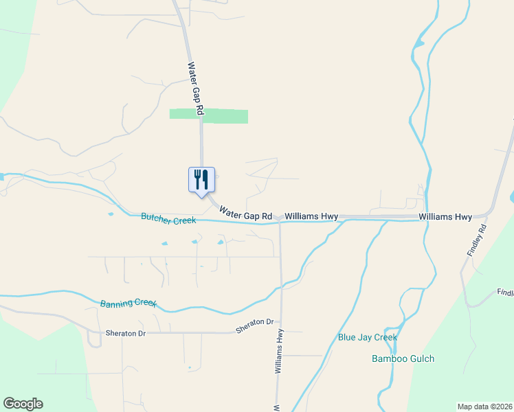 map of restaurants, bars, coffee shops, grocery stores, and more near 17275 Watergap Road in Williams