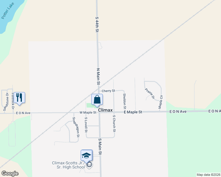 map of restaurants, bars, coffee shops, grocery stores, and more near 144 North Church Street in Climax