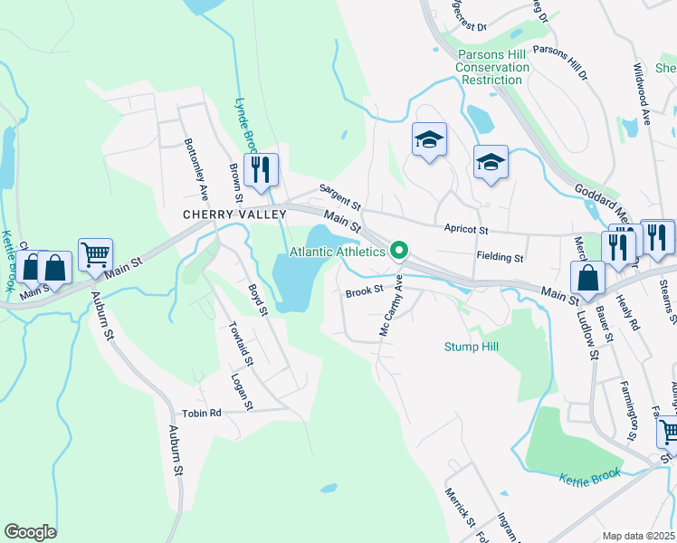 map of restaurants, bars, coffee shops, grocery stores, and more near Howard Ter Saint Exd in Leicester