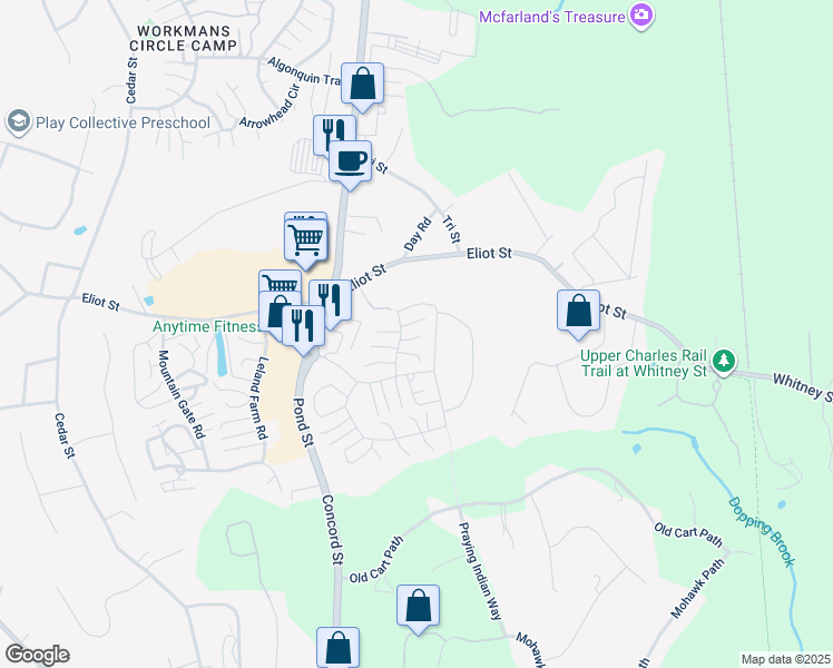 map of restaurants, bars, coffee shops, grocery stores, and more near 101 East Bluff Road in Ashland