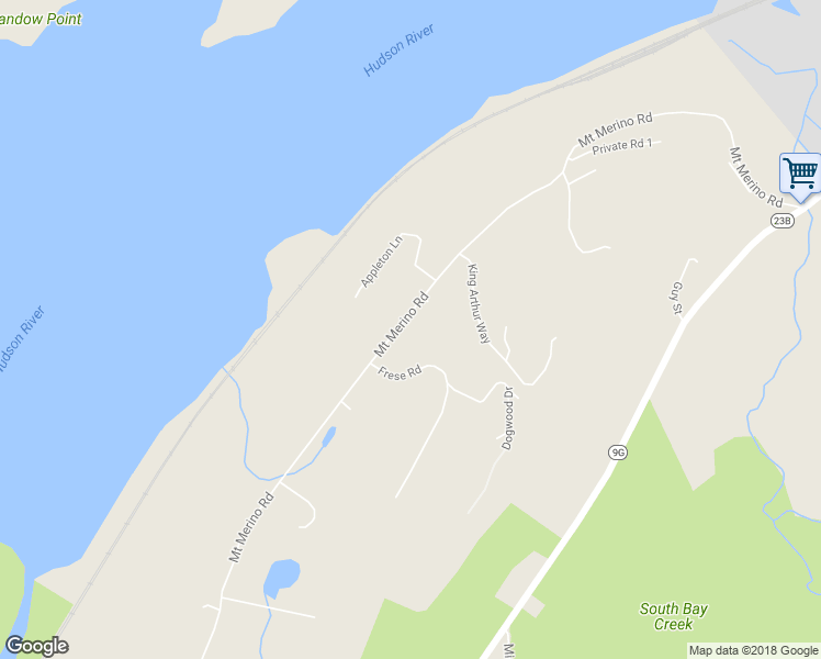 map of restaurants, bars, coffee shops, grocery stores, and more near 225 Mount Merino Road in Hudson