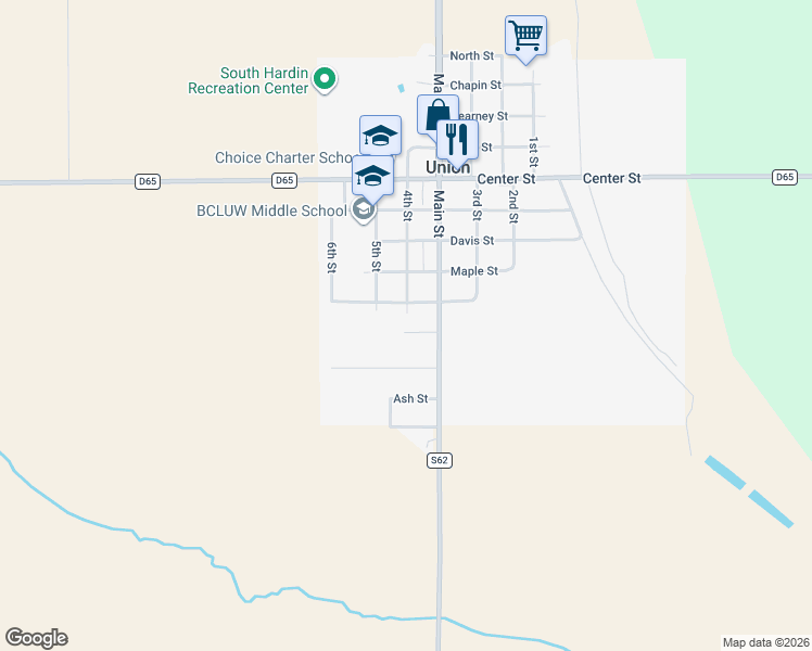 map of restaurants, bars, coffee shops, grocery stores, and more near 504 Oak Street in Union