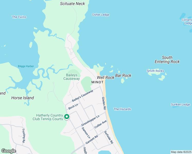 map of restaurants, bars, coffee shops, grocery stores, and more near 100 Glades Road in Scituate