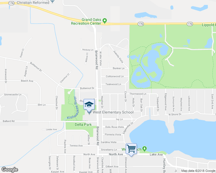 map of restaurants, bars, coffee shops, grocery stores, and more near 1389 Teakwood Lane in Crystal Lake
