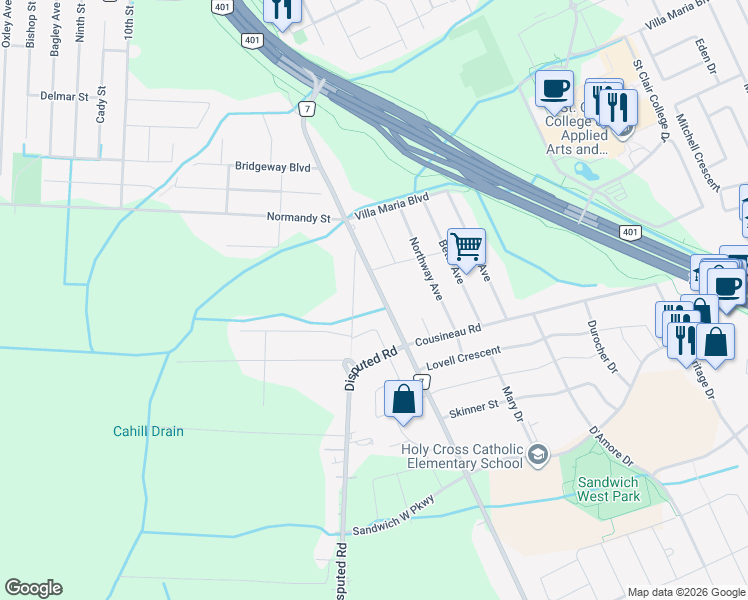map of restaurants, bars, coffee shops, grocery stores, and more near in Lasalle