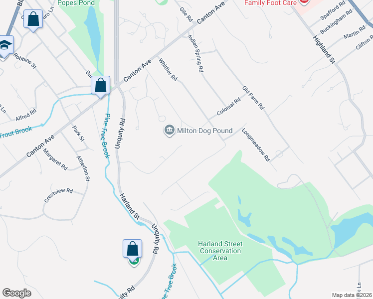 map of restaurants, bars, coffee shops, grocery stores, and more near 35 Woodlot Drive in Milton