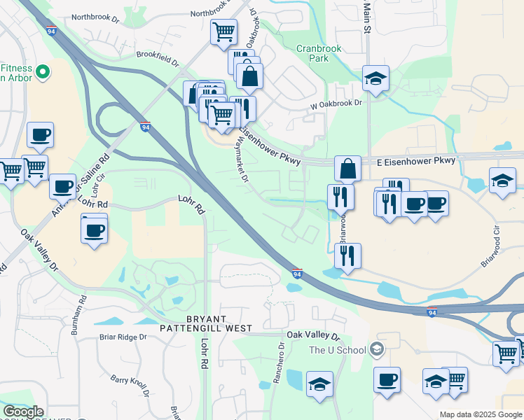 map of restaurants, bars, coffee shops, grocery stores, and more near 3010 Signature Boulevard in Ann Arbor